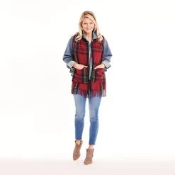 Scottish Tartan Wool Plaid Pocket Scarf -Fashion Paradise HZ6462 RS model 01 5