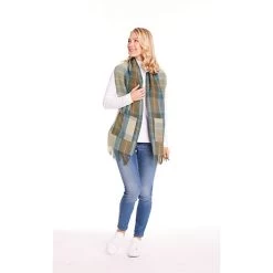 Scottish Tartan Plaid Wool Pocket Scarf - Stewart Muted Blue (Ivory)