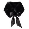 Faux Fur Stole With Black Ribbon