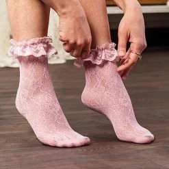 Short And Sweet Ruffled Lace Socks - Set Of 3 8 Short And Sweet Ruffled Lace Socks - Set Of 3 -Fashion Paradise P34850 PK A