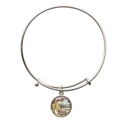 Engraved Custom Map Adjustable Bangle Bracelet