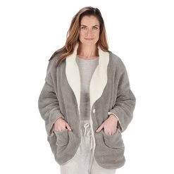 Women's Bed Jacket With Pockets 23 Women's Bed Jacket With Pockets -Fashion Paradise TA9366 OnFig Grey 00605