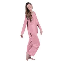 Women's Long Sleeve Pajamas -Fashion Paradise TA9376 RAYON SS PINK A