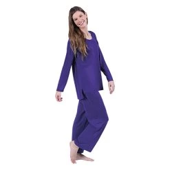 Women's Long Sleeve Pajamas -Fashion Paradise TA9376 RAYON SS PURPLE A