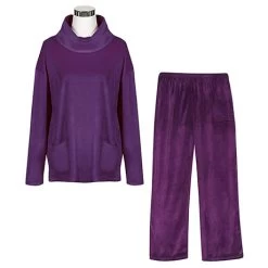 Velour Lounge Set -Fashion Paradise TA9386 PURPLE SET W FORM