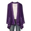 Women's Floral Embroidered Velvet Kimono Cardigan