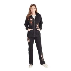 Women's Floral Embroidered Full Zip Hoodie -Fashion Paradise TB0562 3n
