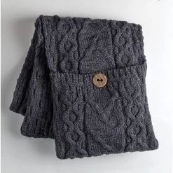 Galway Bay Wool Pocket Scarf - Charcoal