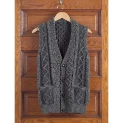 Men's Irish Aran Charcoal Sweater Vest