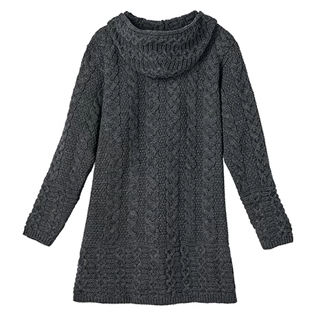 Brigid Hooded Irish Aran Cardigan-Gray 4 Brigid Hooded Irish Aran Cardigan-Gray - Image 4