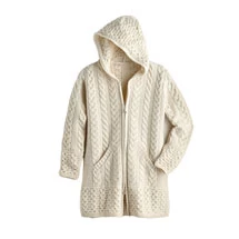 Brigid Hooded Irish Aran Cardigan-Gray 6 Brigid Hooded Irish Aran Cardigan-Gray - Image 6