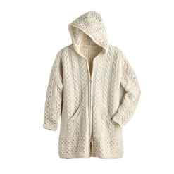 Brigid Hooded Irish Aran Cardigan -Fashion Paradise XA5066 CR REV 2