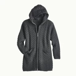 Brigid Hooded Irish Aran Cardigan -Fashion Paradise XA5066 pr GRAY 2