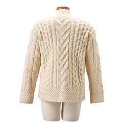 Women's Aileen Irish Aran Cardigan 13 Women's Aileen Irish Aran Cardigan -Fashion Paradise XB3906 NAT BACK