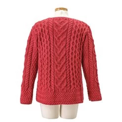 Women's Aileen Irish Aran Cardigan 12 Women's Aileen Irish Aran Cardigan -Fashion Paradise XB3906 RED BACK