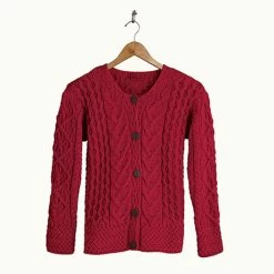 Women's Aileen Irish Aran Cardigan 9 Women's Aileen Irish Aran Cardigan -Fashion Paradise XB3906 RED pr