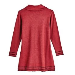 Reversible Cowl-Neck Crossover Tunic -Fashion Paradise XC8882 RED back