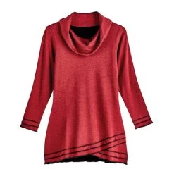 Reversible Cowl-Neck Crossover Tunic -Fashion Paradise XC8882 RED pr
