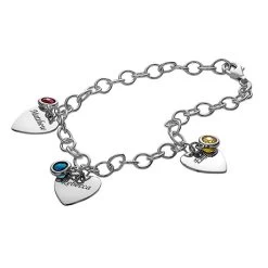 Personalized Heart And Birthstone Charms Bracelet -Fashion Paradise hbh322 3A
